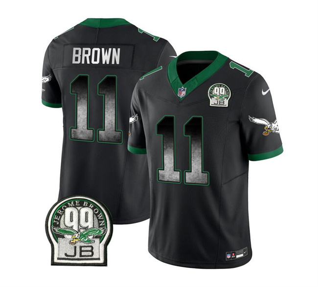 Men's Philadelphia Eagles #11 A. J. Brown Black 2023 F.U.S.E. Throwback Vapor Untouchable Limited Football Stitched Jersey